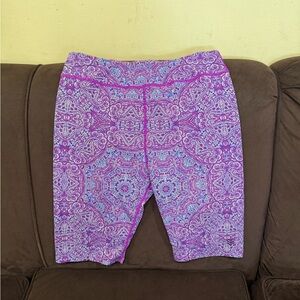 Coolibar Women's Purple and Blue Paisley Swim Shorts